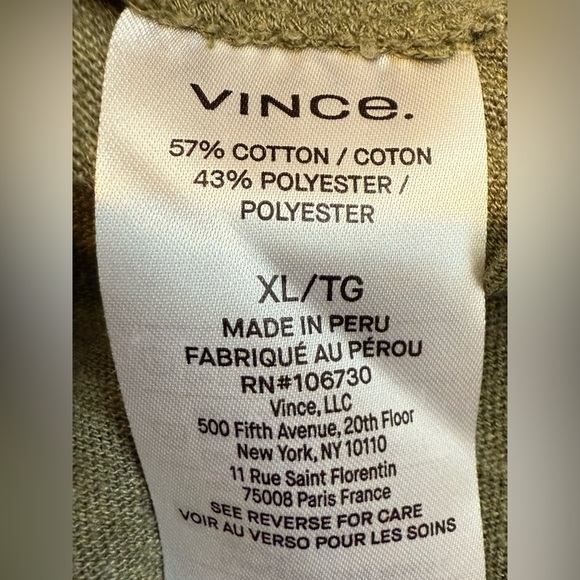 Vince Men’s Henley T-Shirt XL Olive Green Slub Knit Made in Peru - Picture 6 of 9